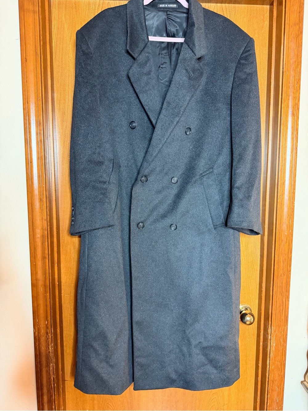 Alfani Men’s Double-Breasted Wool Overcoat - Charcoal 44R